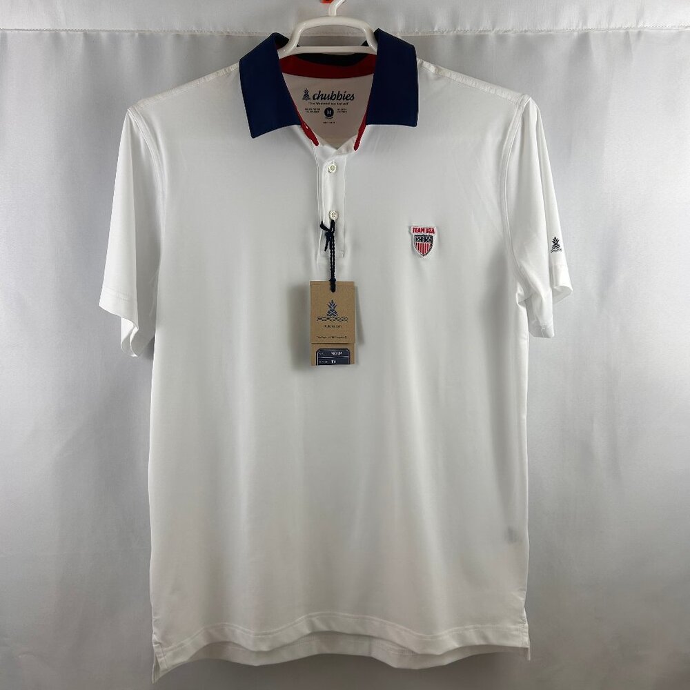 NWT Chubbies Shirt Size M "The North America" White Team USA Performance Polo